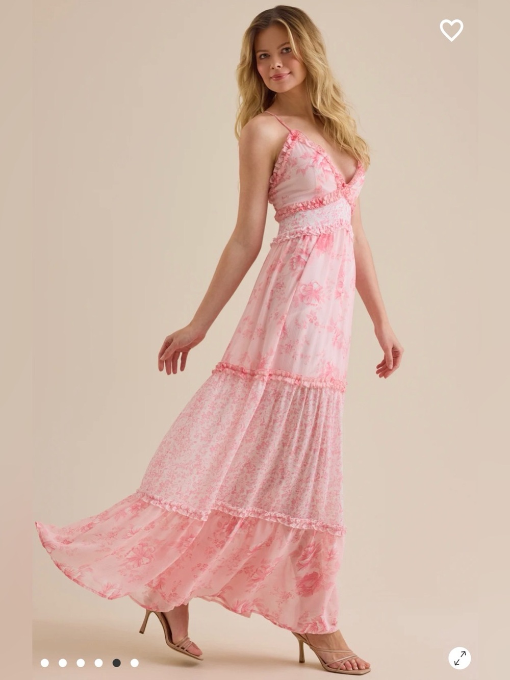 Altar'd State Pink Floral Tiered Maxi Dress